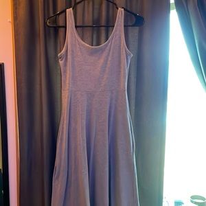 Gray plain summer dress with pockets